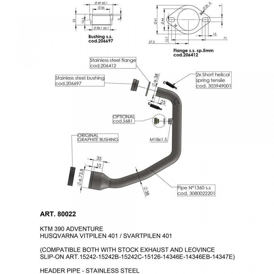Collecteur d échappement Leovince pour Moto Husqvarna 400 VITPILEN 401 2020 à 2023 80022 Neuf