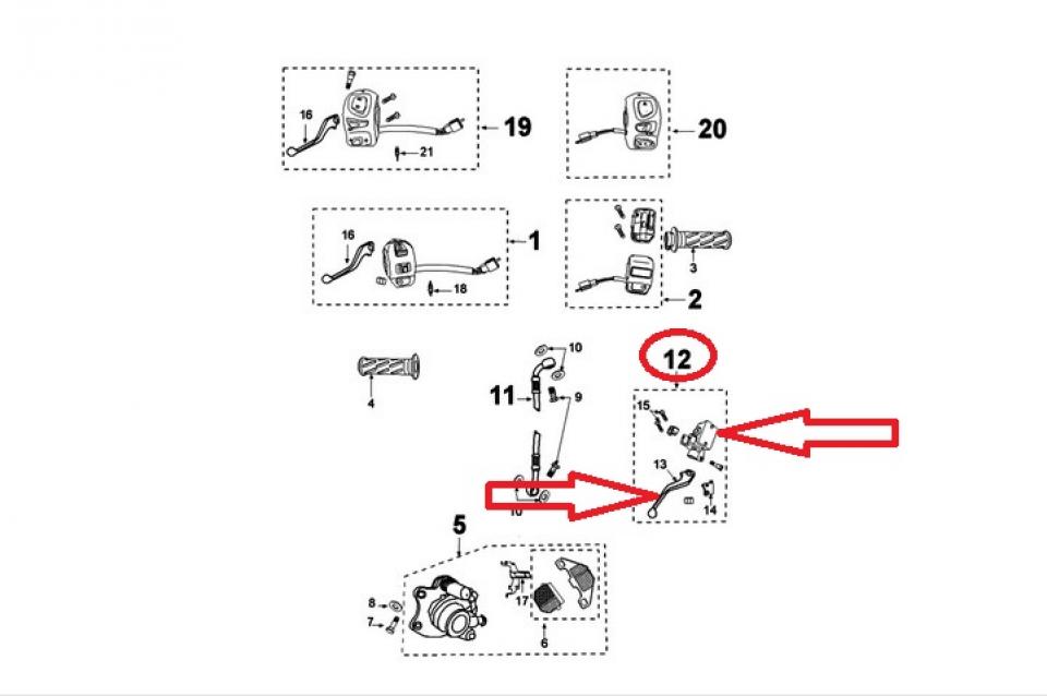Maître cylindre frein avant pour scooter Peugeot 50 Kisbee 2T 802448 Neuf