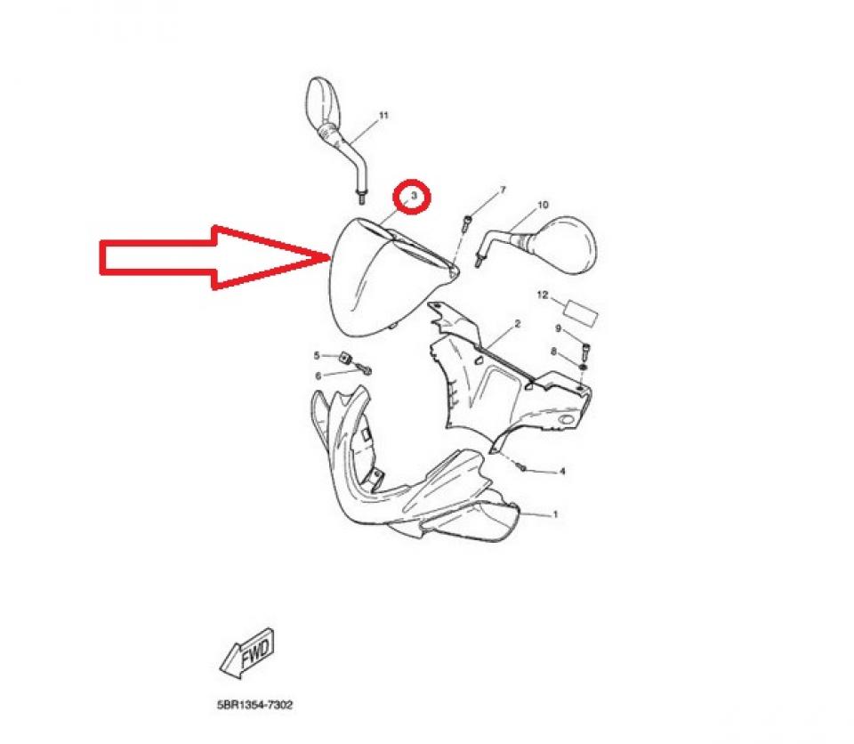 Entourage de compteur pour scooter MBK 50 Nitro 2001-04 5BRF621300P2 Noir mat