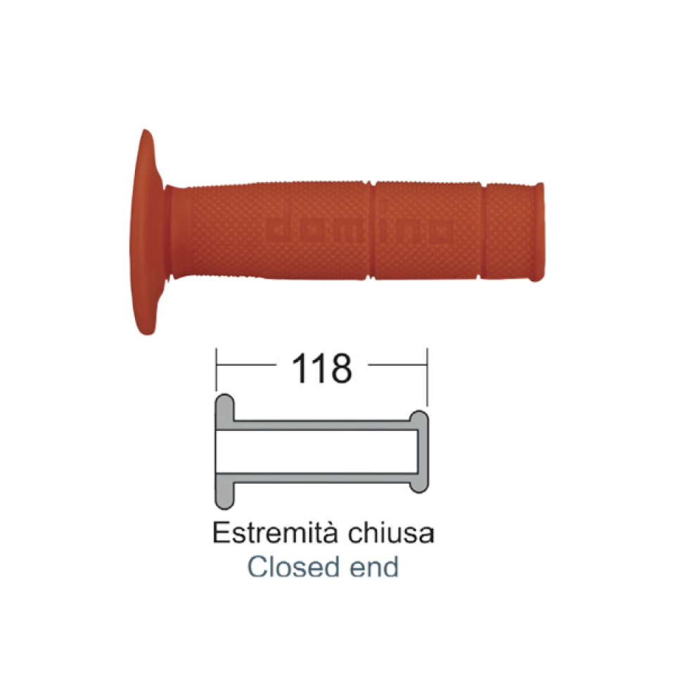 Paire poignée Domino caoutchouc rouge spéciale pour moto cross enduro 1150.82.42.06