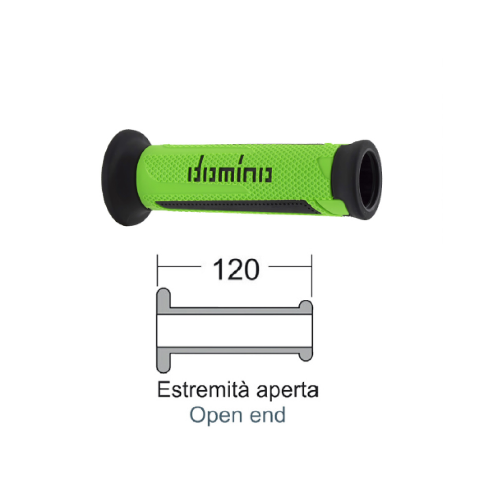 Poignée vert et noir Domino A350 Turismo road embout ouvert pour moto route