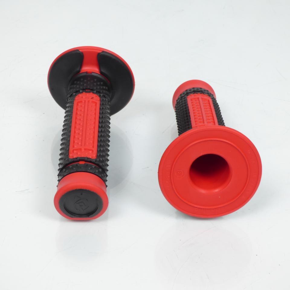 Poignée revêtement noir rouge pour moto cross enduro DOMINO A260 DSH full grip