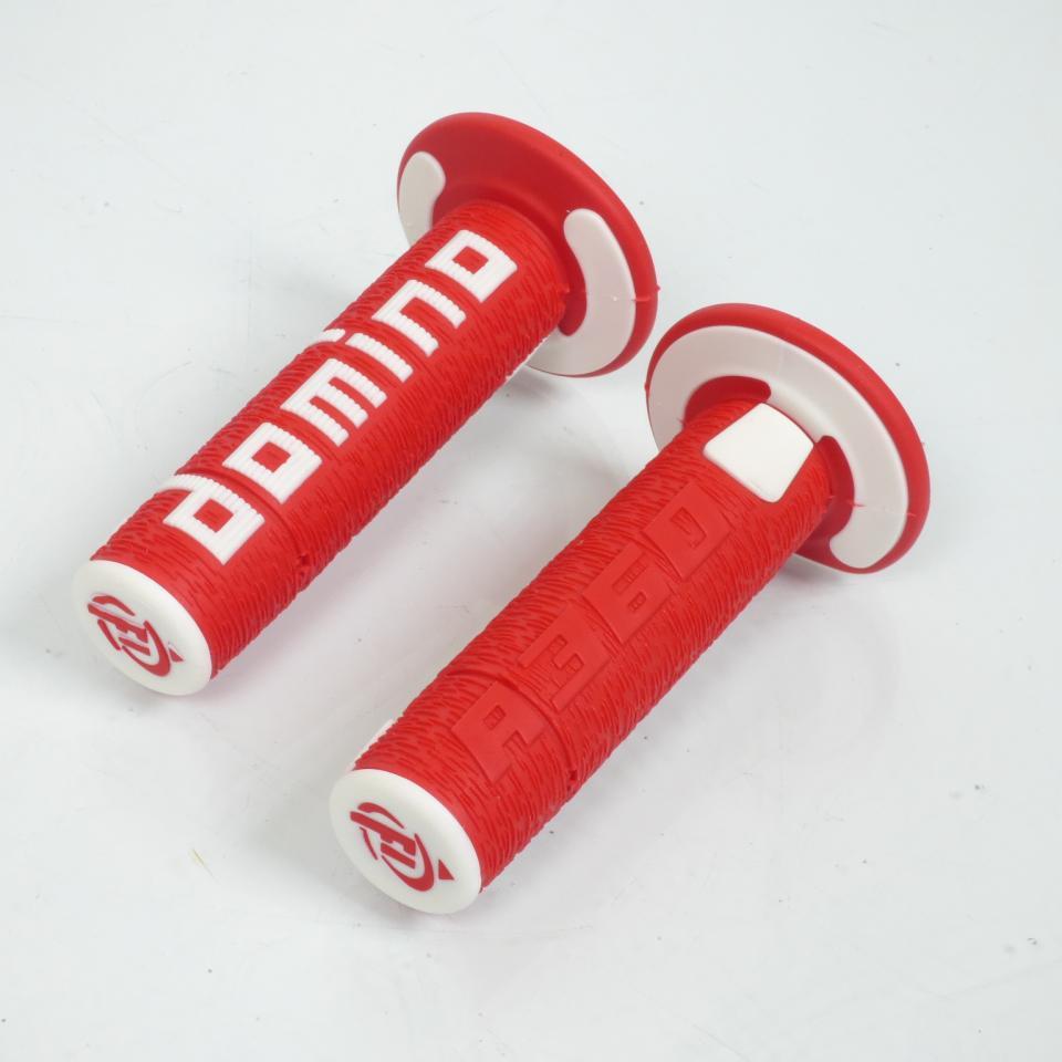 Poignées revêtement guidon off road Domino A360 rouge et blanc pour moto cross