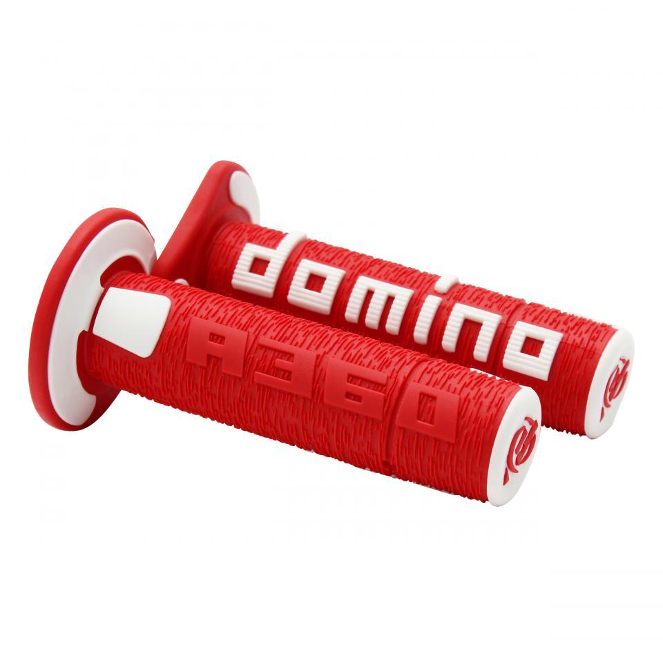 Poignées revêtement guidon off road Domino A360 rouge et blanc pour moto cross