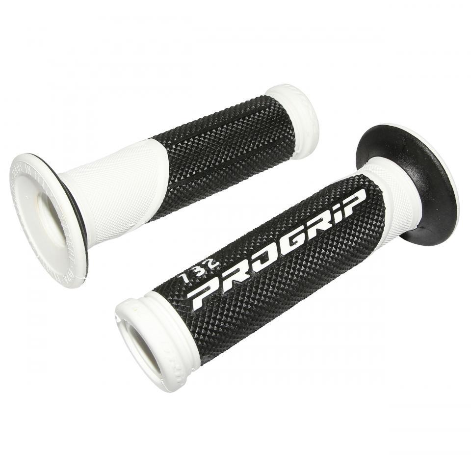 Poignée noire blanche ProGrip Road 732 embout ouvert pour moto scooter 50 à boite