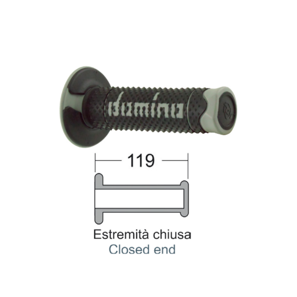 Poignée noire grise Ø22/24mm Domino Full Grip A26041C5240A7-0 pour moto cross