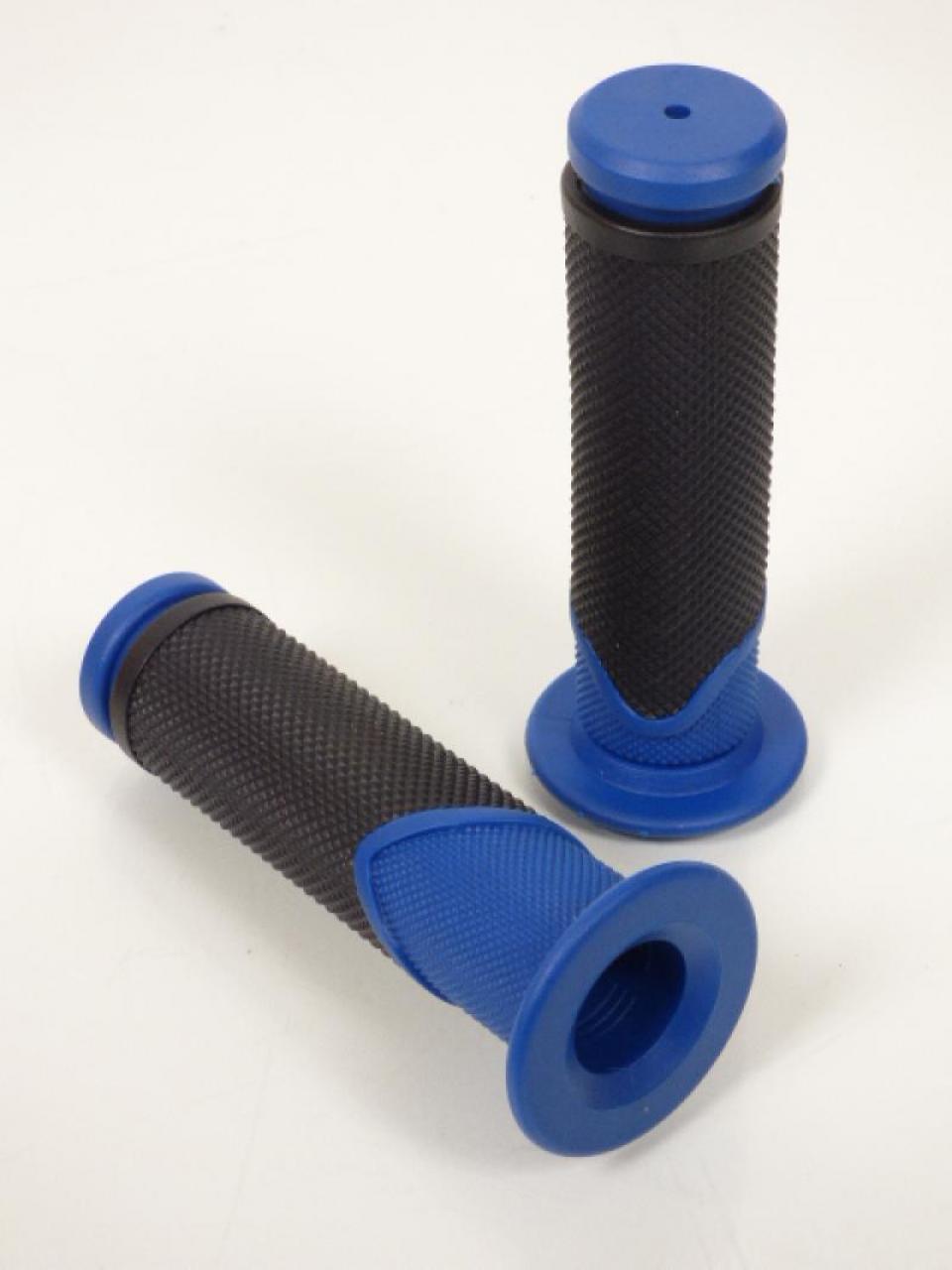 Paire de poignée revêtement guidon grip caoutchouc noir bleu pour moto scooter neuf