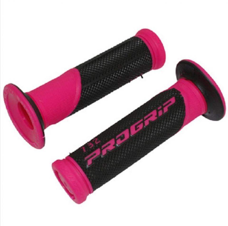 Paire poignée caoutchouc ProGrip 732 noire et rose pour moto scooter 22/24mm