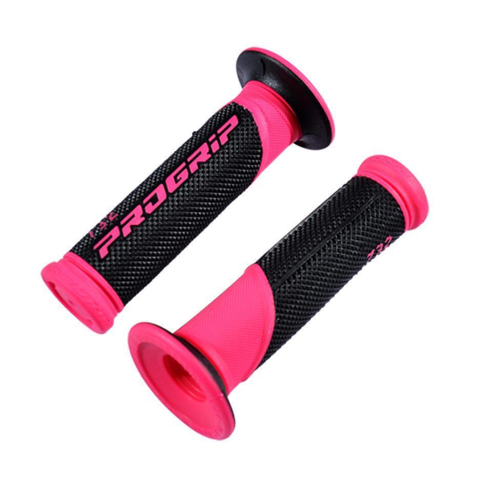 Paire poignée caoutchouc ProGrip 732 noire et rose pour moto scooter 22/24mm