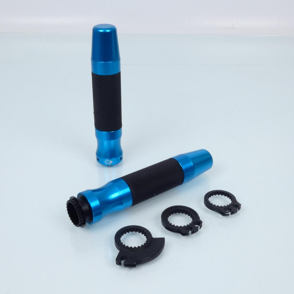 Poignée aluminium bleu revêtement caoutchouc One pour moto guidon Ø22mm Neuf