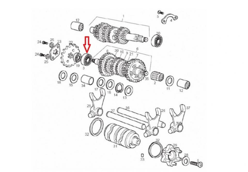 Roulement ou joint spi moteur origine pour Moto Derbi 50 Moteur Euro2 Avant 2005 00057120300 / 6203-C4 17x40x12 Neuf