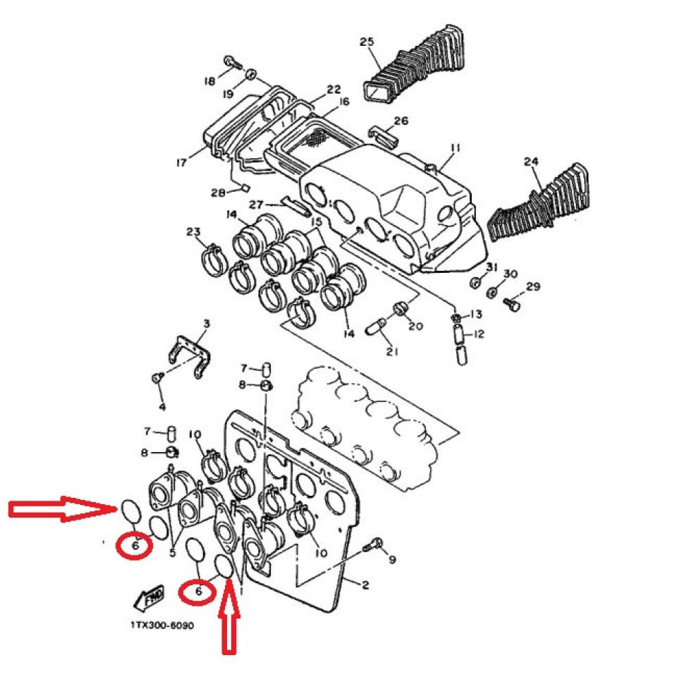Joint torique admission Ø40x2mm pour moto Yamaha 1300 XJR 2009-2013 93210-40659
