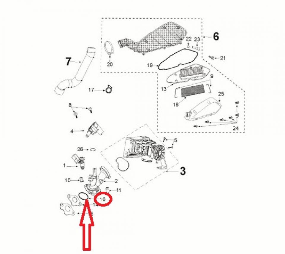 Joint torique admission Ø22.6x1.9mm pour scooter Peugeot 50 Kisbee 4T Eu5 798854