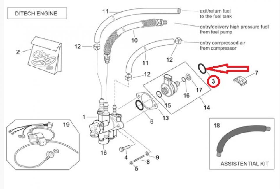 Joint torique injecteur pour scooter Aprilia 50 Sr Racing 2001 AP2EAN000186