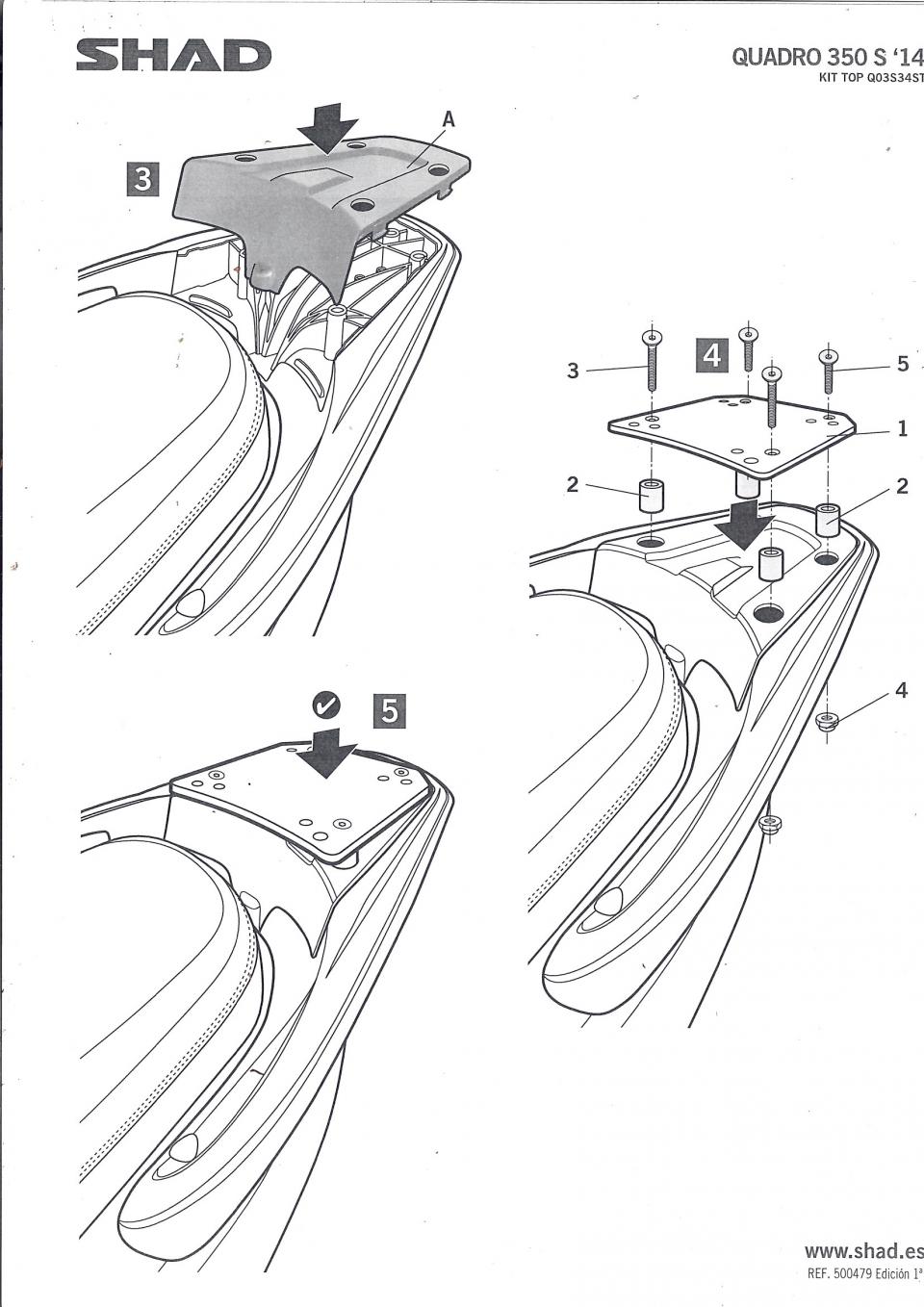 Kit TOP MASTER Support de top case Shad pour scooter QUADRO Après 2013 Q03S34ST