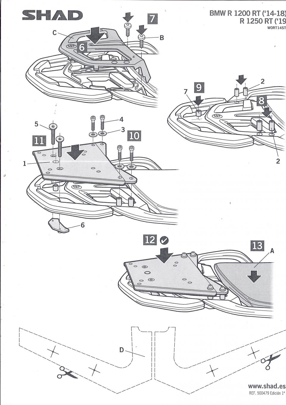 Kit TOP MASTER Support de top case Shad pour moto BMW R 1200 Rt  W0RT14ST