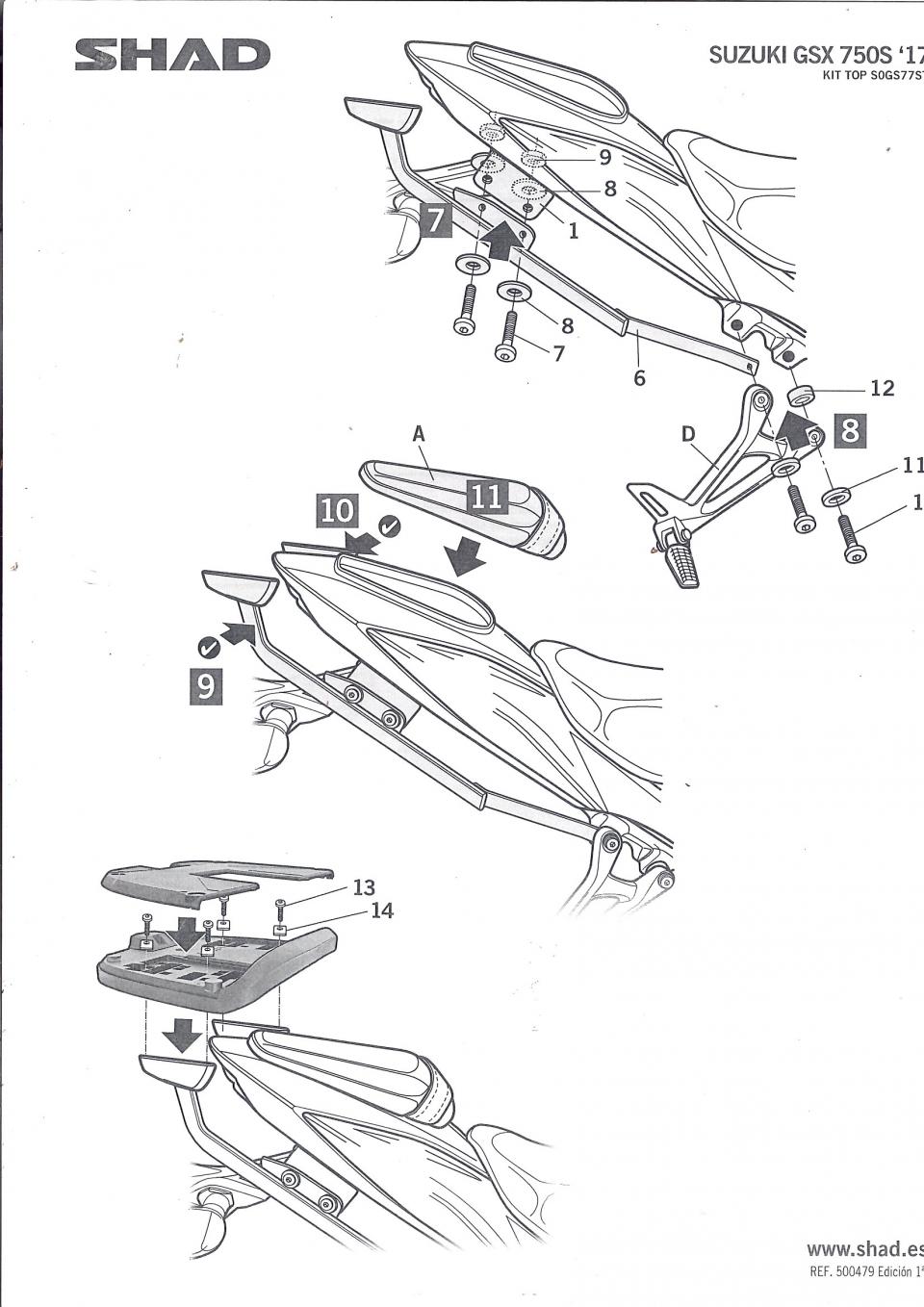 Kit TOP MASTER Support de top case Shad pour moto Suzuki 750 GSX-S S0GS77ST