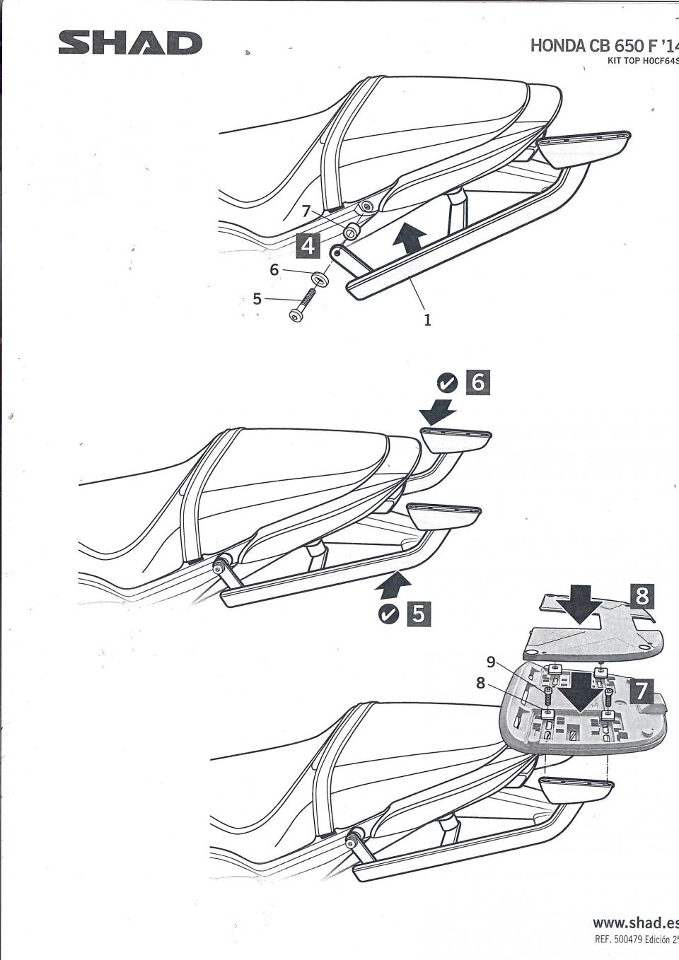 Support de top case Shad pour Moto Honda 650 CBR F 2013 à 2018 Neuf