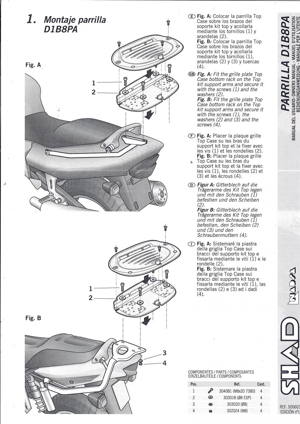 Kit Support de top case Shad TOP MASTER pour moto Kawasaki 650 Er6-F K0ER62ST