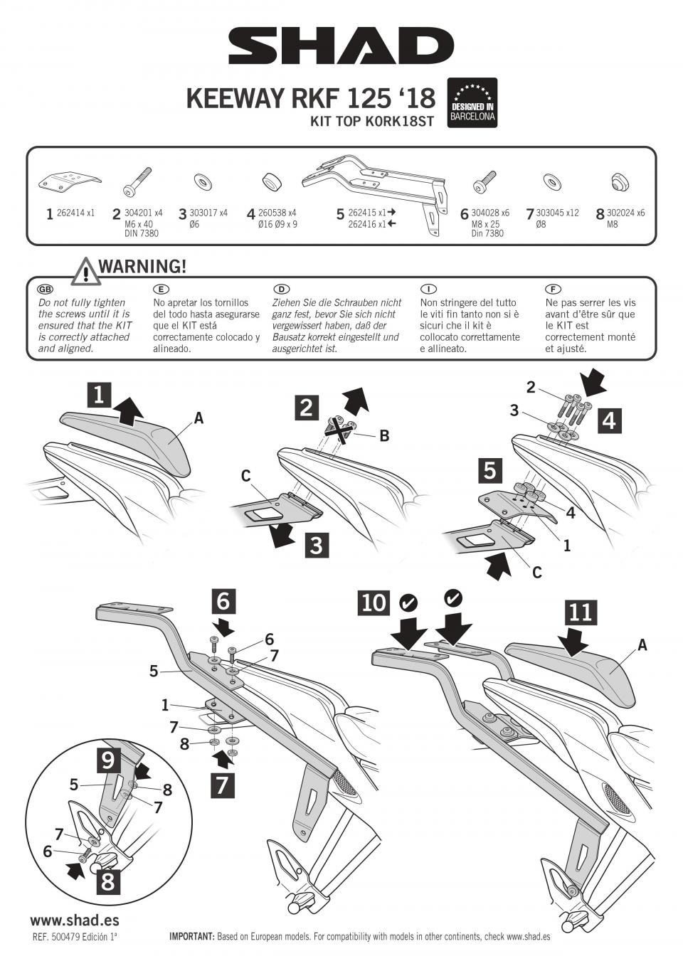 Kit Support de top case Shad TOP MASTER pour Moto Keeway 125 RKF K0RK18ST Neuf