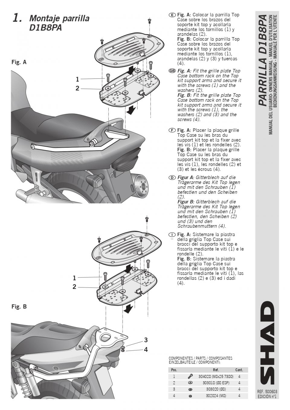 Support de top case Shad TOP MASTER pour scooter Piaggio 125 MP3 V0MP10ST Neuf