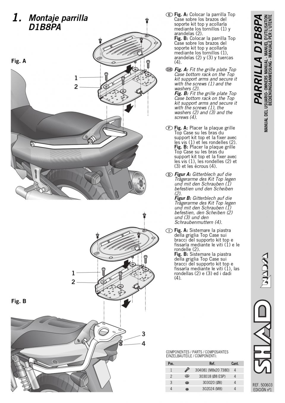 Support de top case Shad pour moto Suzuki Bandit 650 N 2005 à 2017 S0BN69ST Neuf