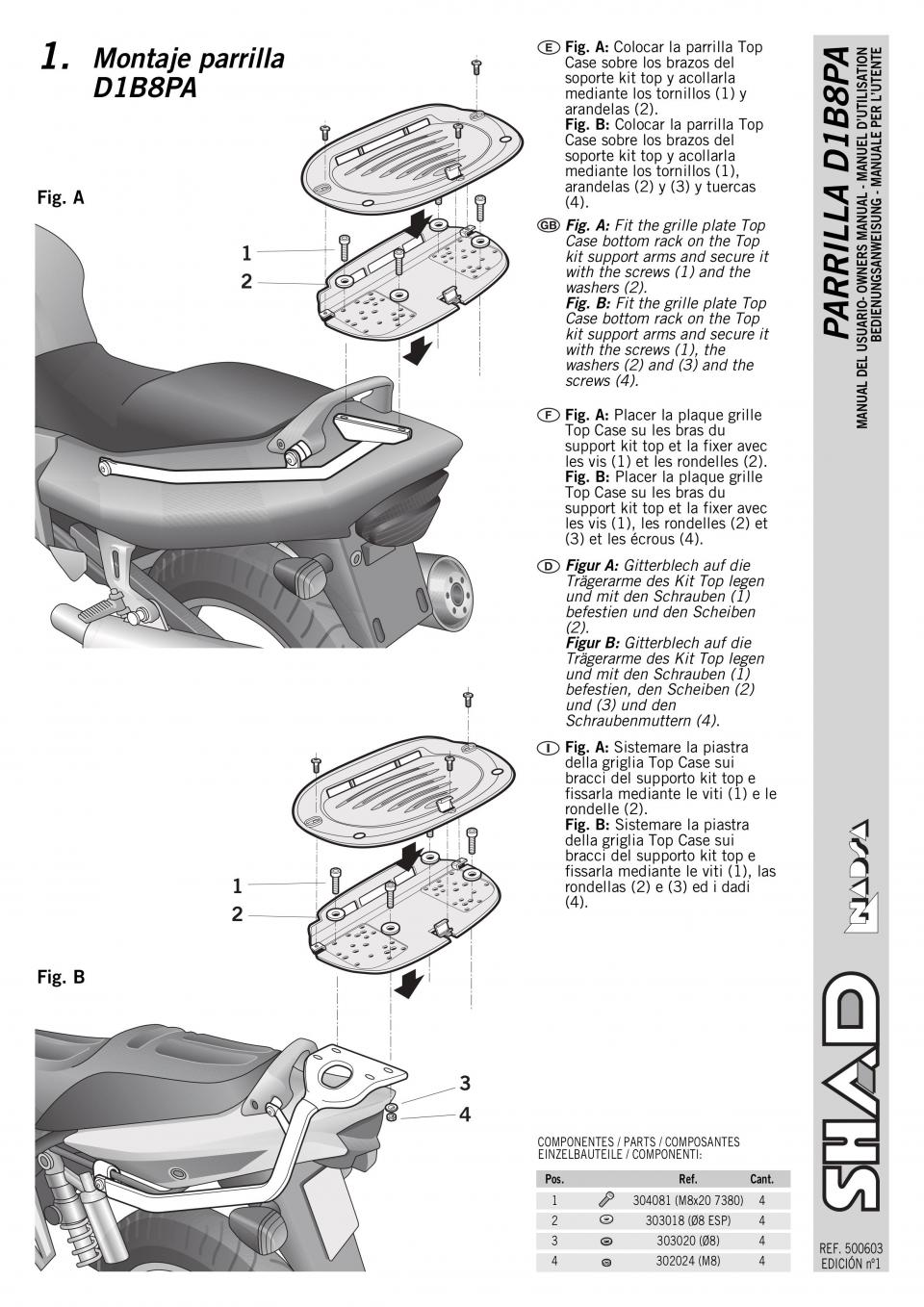 Support de top case Shad TOP MASTER pour moto Yamaha 1000 Fazer Y0FZ16ST Neuf