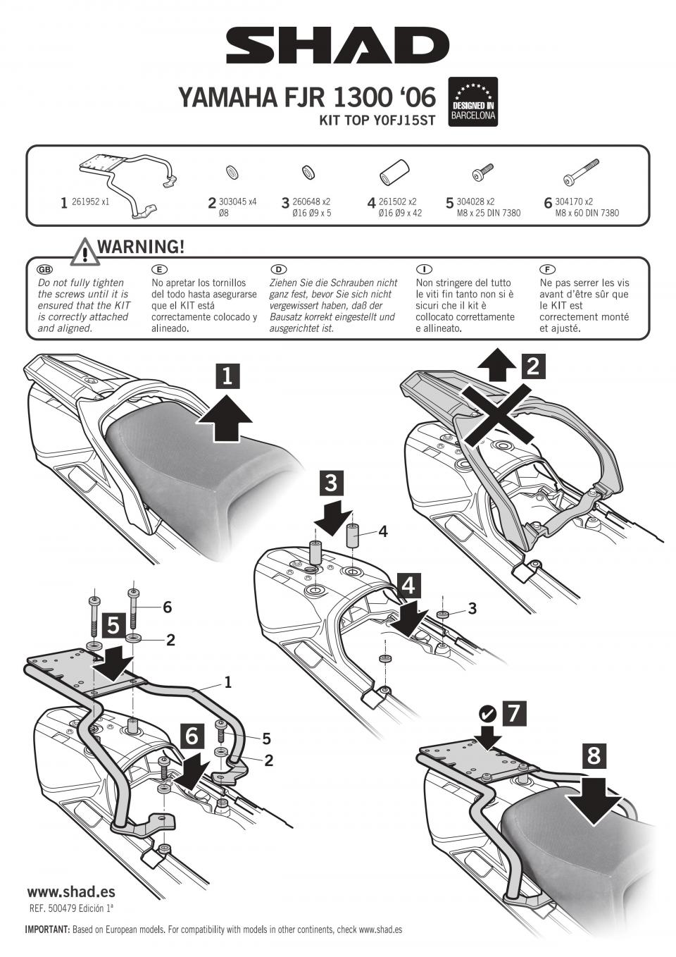 Support de top case Shad pour Moto Yamaha 1300 FJR 2006 à 2020 Y0FJ15ST / TOP MASTER Neuf