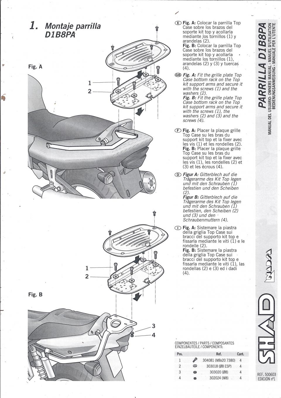 Paire bras Support top case TOP MASTER Shad pour moto Yamaha 1300 XJR Y0XJ11ST