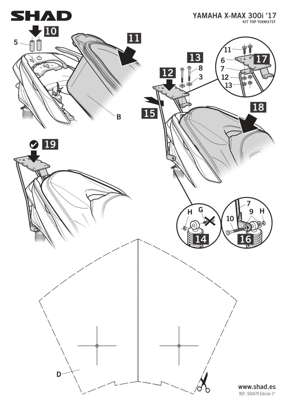 Support de top case Shad pour scooter Yamaha 300 YP X-MAX 2017 à 2022 Y0XM37ST / TOP MASTER Neuf