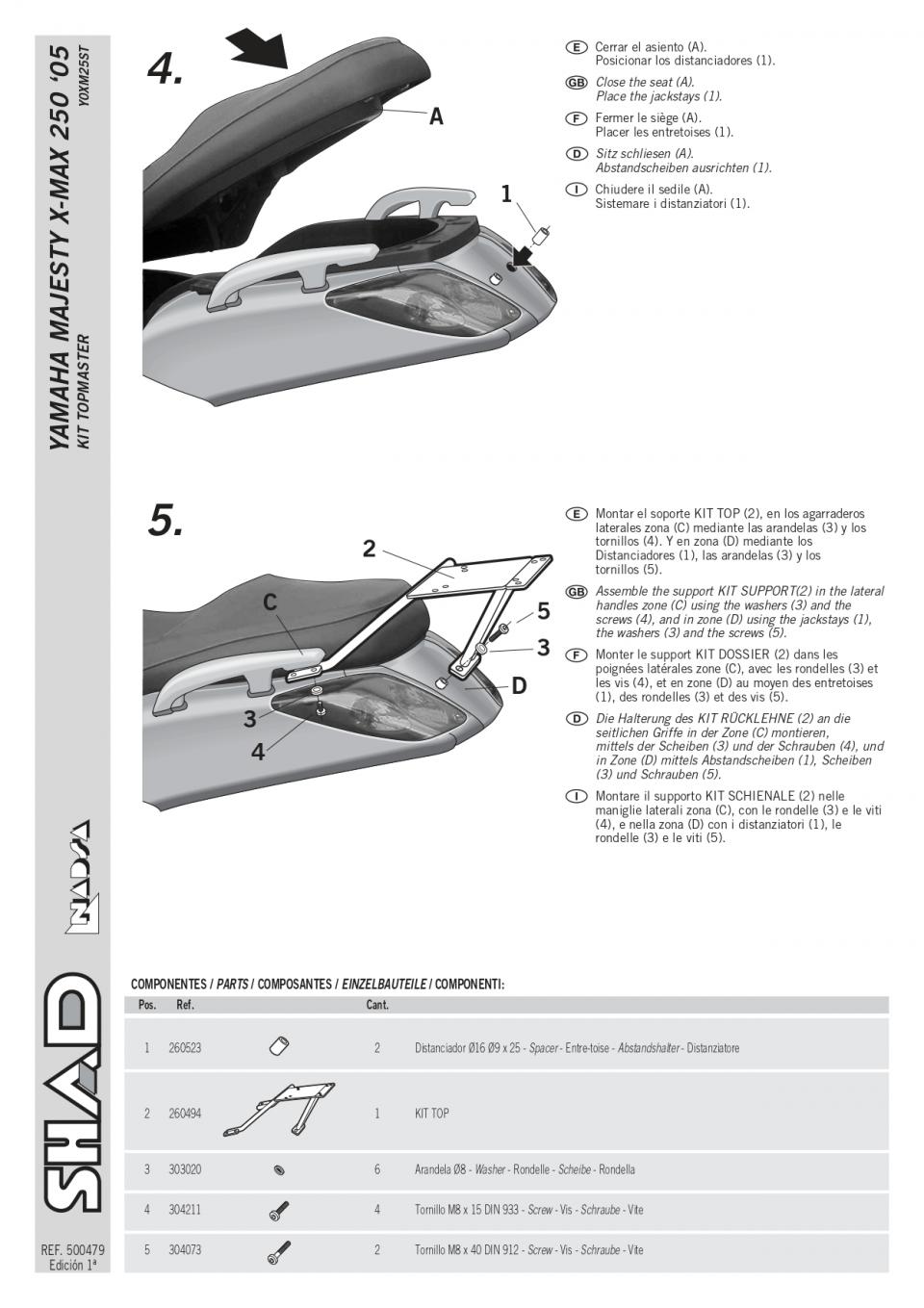 Support de top case Shad pour Scooter Yamaha 125 Xmax 2005 à 2009 Y0XM25ST / TOP MASTER Neuf
