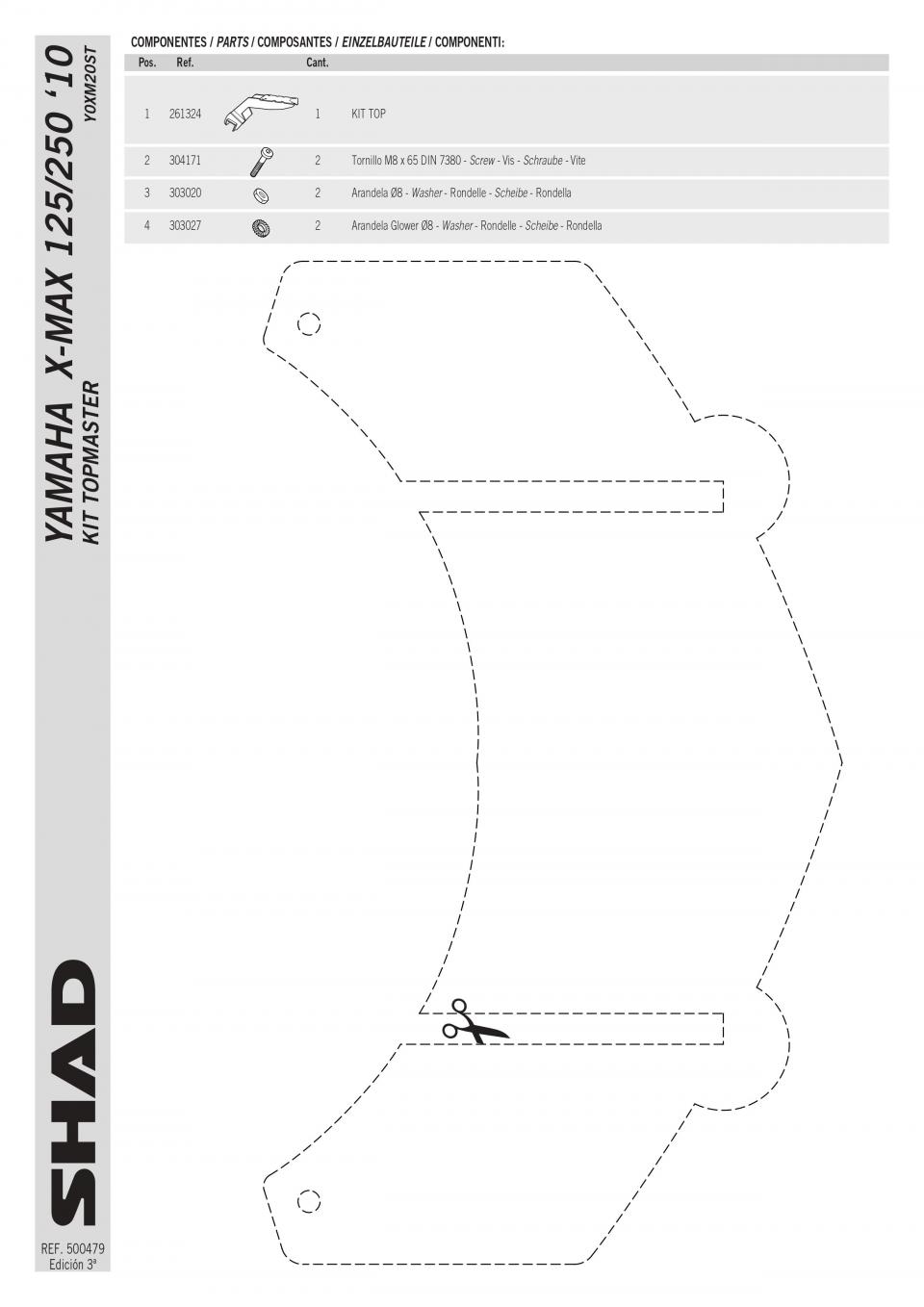 Support de top case Shad pour scooter Yamaha 125 YP X-MAX 2010 à 2013 Y0XM20ST