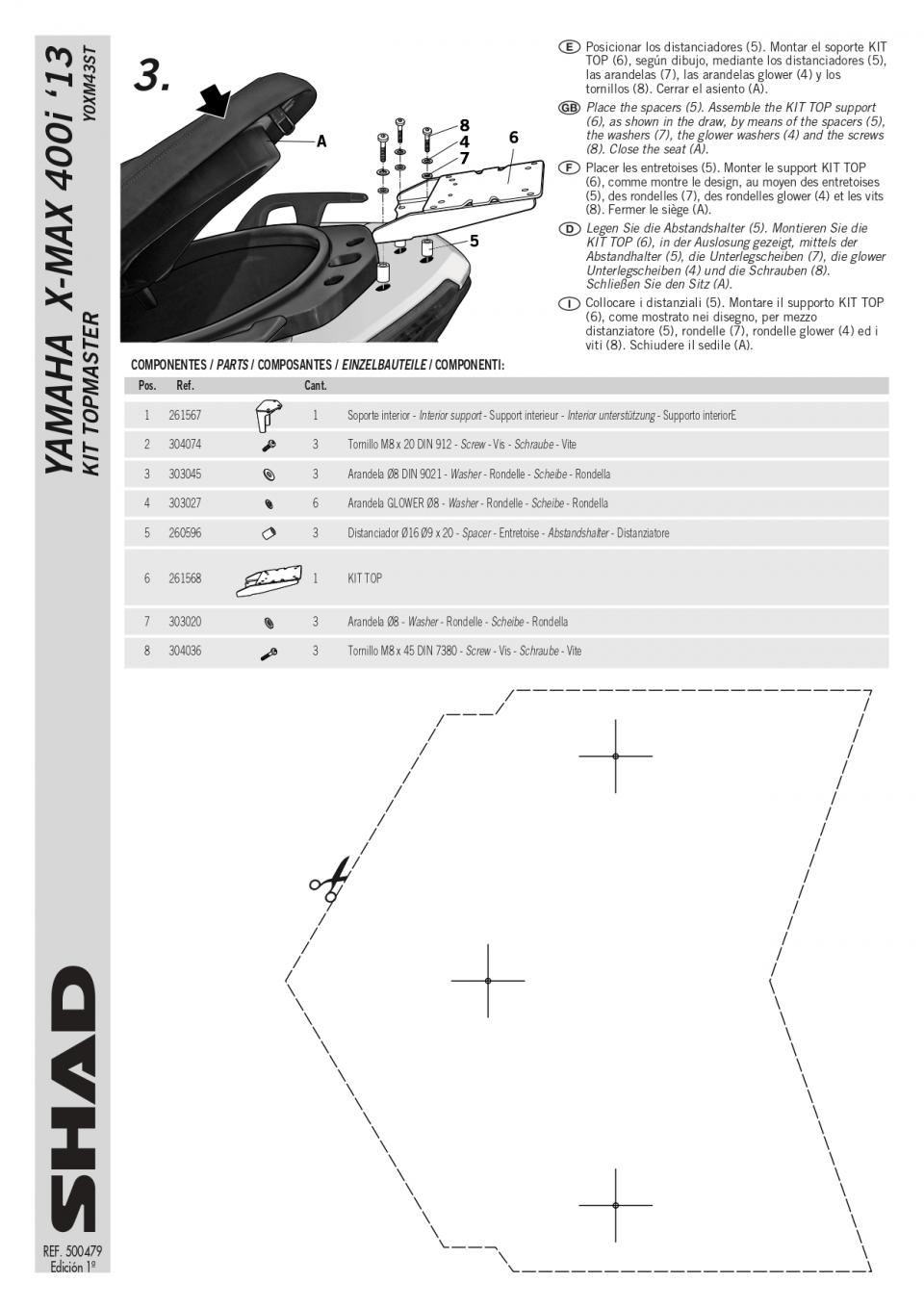 Support de top case Shad pour scooter Yamaha 125 YP X-MAX 2014 à 2016 Y0XM43ST / TOP MASTER Neuf