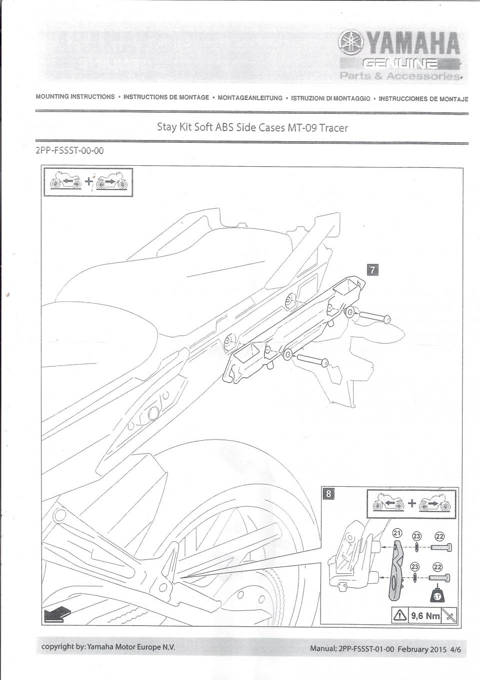Kit Support de valises semi-rigide pour moto Yamaha 900 Tracer 2PP-FSSST-00