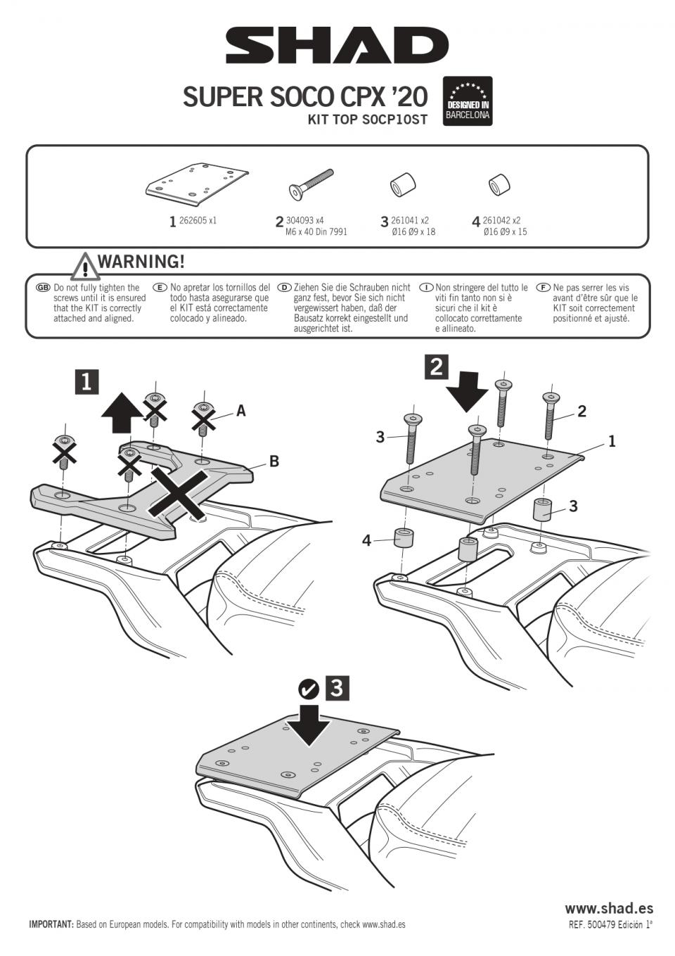 Support de top case Shad pour scooter SUPER SOCO CPX ELECTRIC S0CP10ST