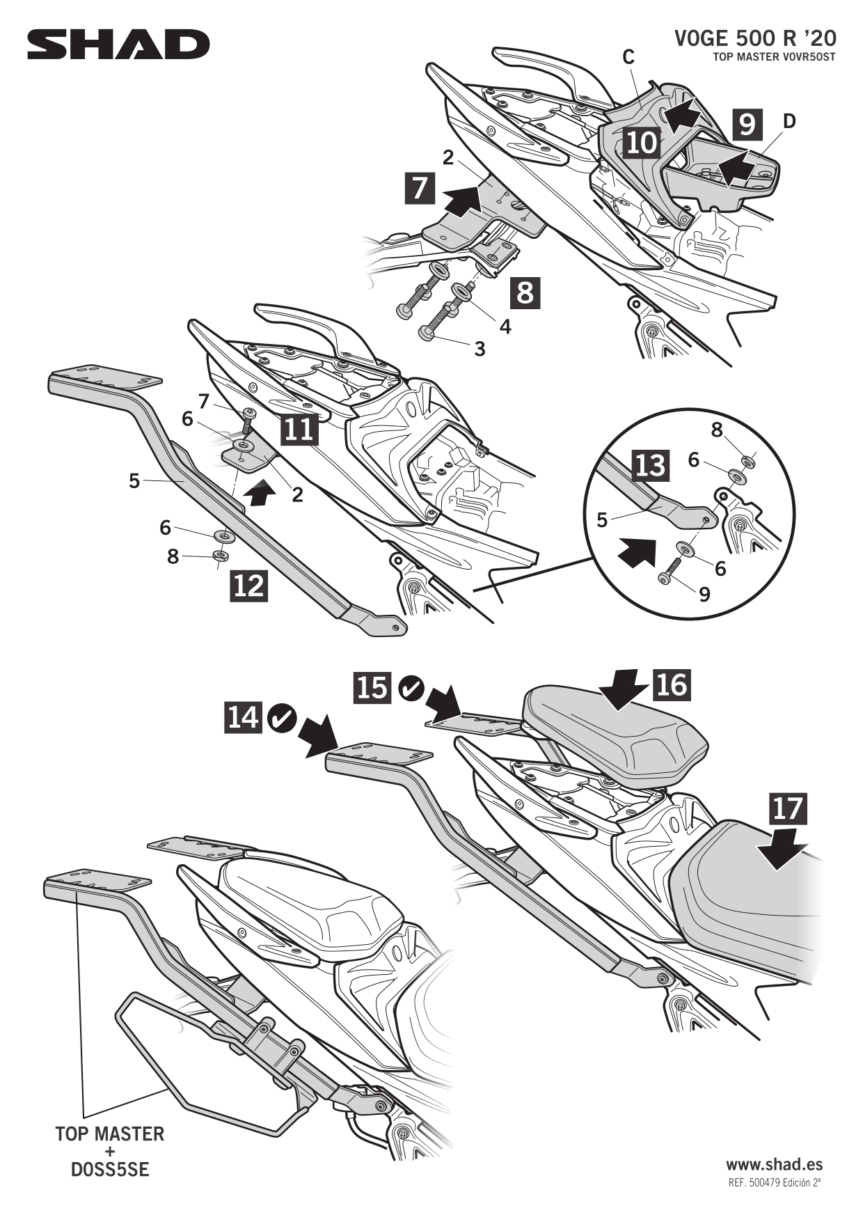 Kit Support de top case Shad pour moto VOGE 500 R Après 2020 V0VR50ST Neuf