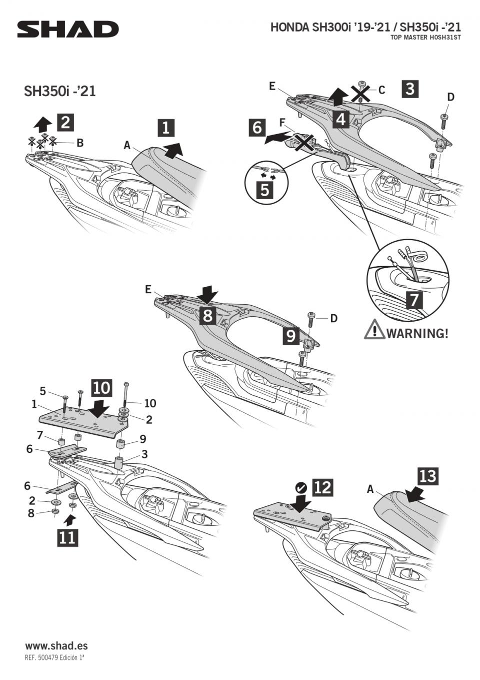 Support de top case Shad pour scooter Honda SH 350 2021 à 2022 H0SH31ST Neuf