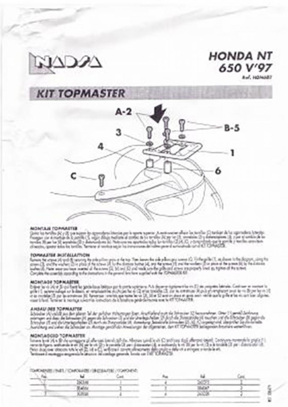 Support de top case Shad pour Moto Honda 650 NTV deauville Après 1997 Neuf en destockage
