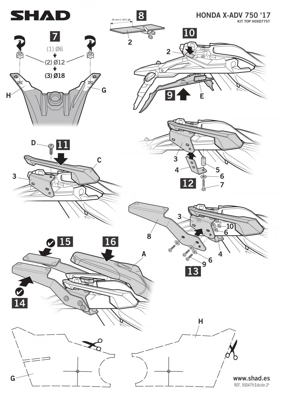 Support de top case Shad pour Scooter Honda 750 X-Adv Après 2021 H0XD77ST Neuf