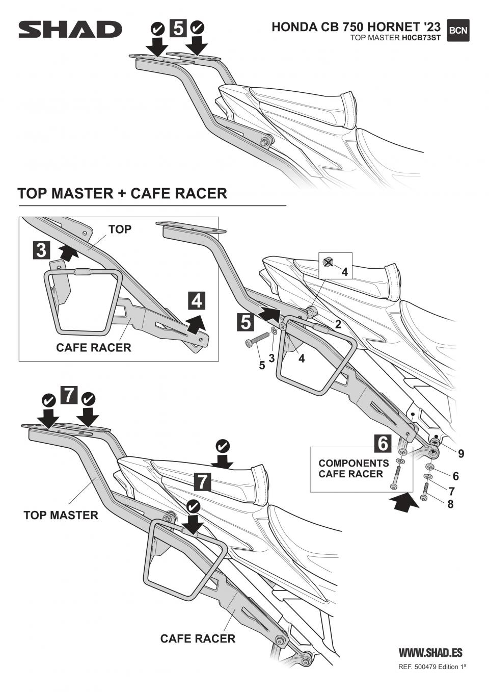 Support de top case Shad pour moto Honda Cb 750 Hornet Après 2023 H0CB73ST Neuf
