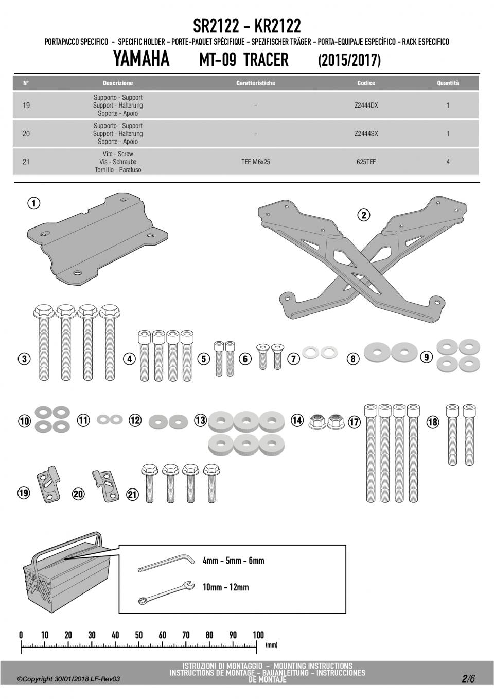 Support top case GIVI MONOKEY MONOLOCK pour moto Yamaha 900 Mt-09 Tracer SR2122