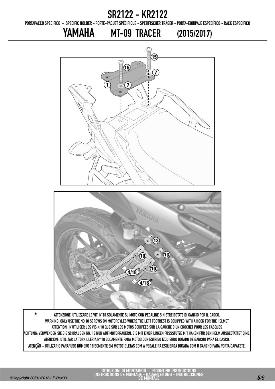 Support top case GIVI MONOKEY MONOLOCK pour moto Yamaha 900 Mt-09 Tracer SR2122