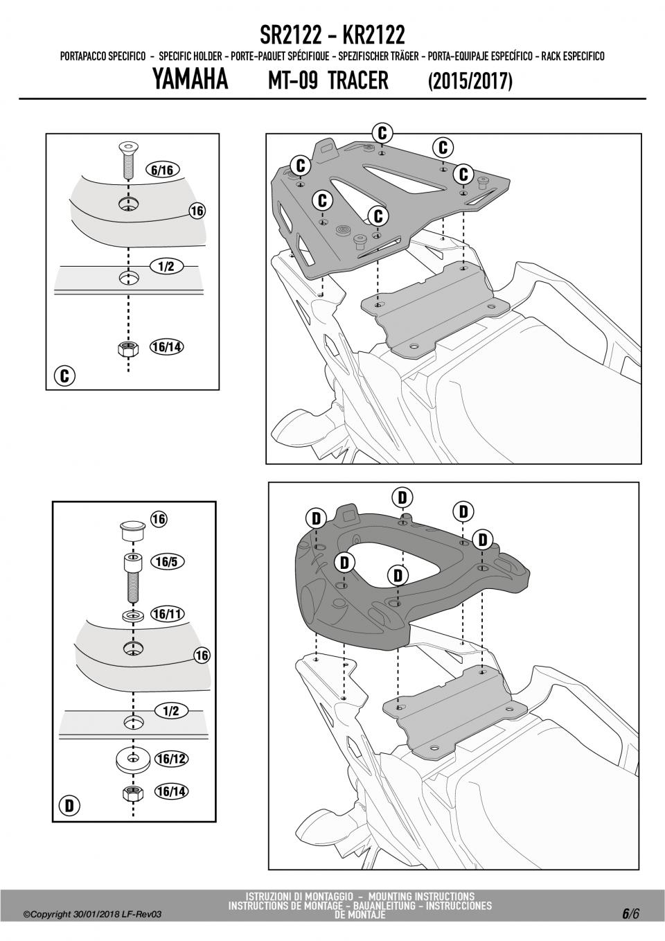 Support top case GIVI MONOKEY MONOLOCK pour moto Yamaha 900 Mt-09 Tracer SR2122