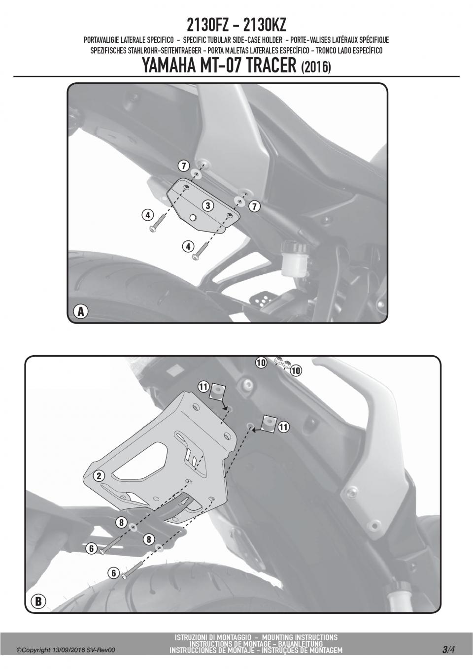 Support top case GIVI MONOKEY MONOLOCK pour moto Yamaha 700 Mt-07 Tracer 2130FZ