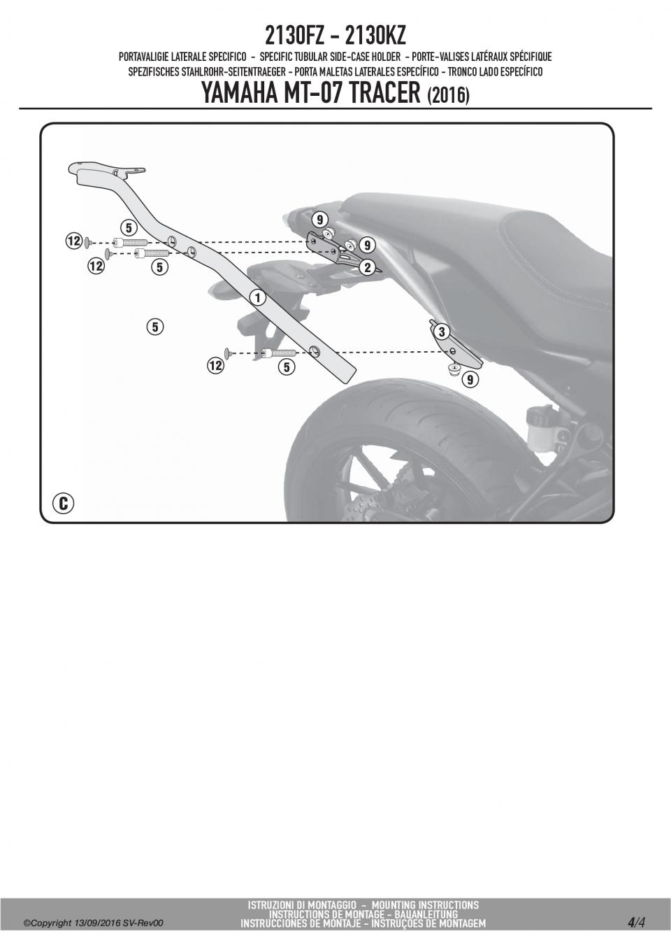 Support top case GIVI MONOKEY MONOLOCK pour moto Yamaha 700 Tracer 2130FZ