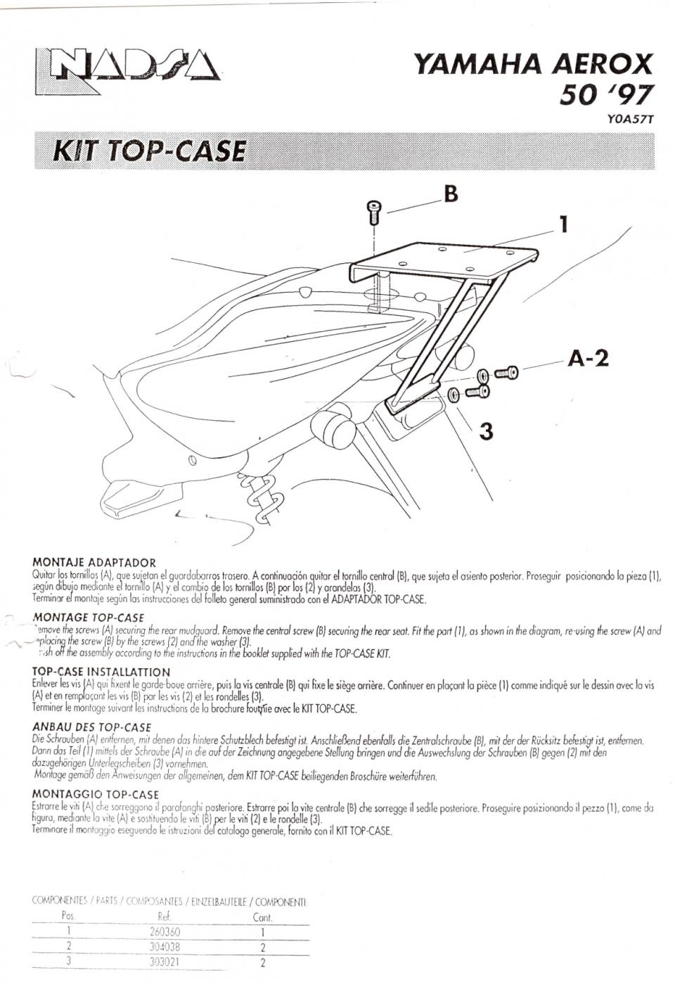 Support de top case Shad pour Scooter MBK 50 Nitro 1997 à 2008 Neuf