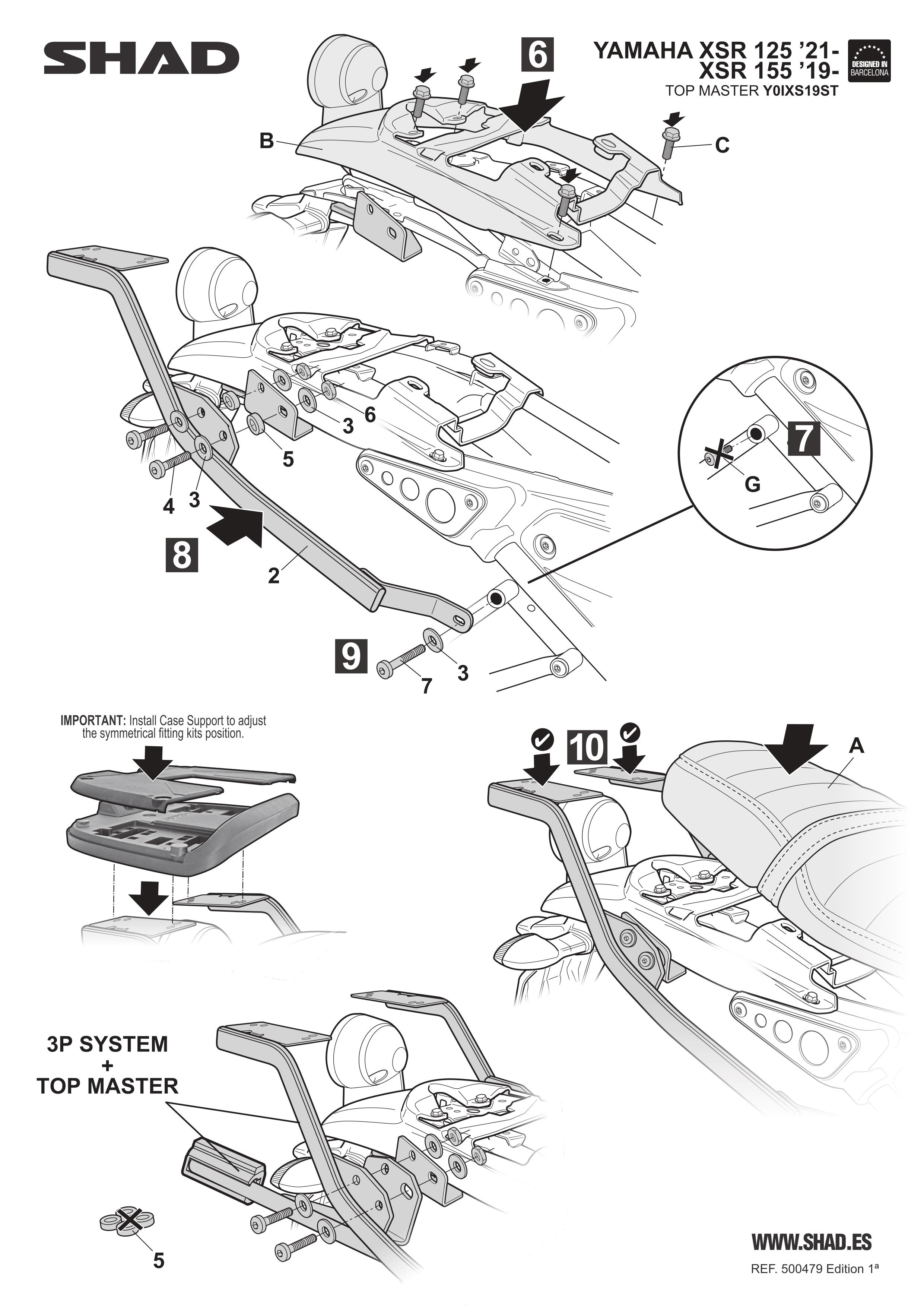 Kit Support de top case TOP MASTER Shad pour moto Yamaha Xsr 125 Y0IXS19ST