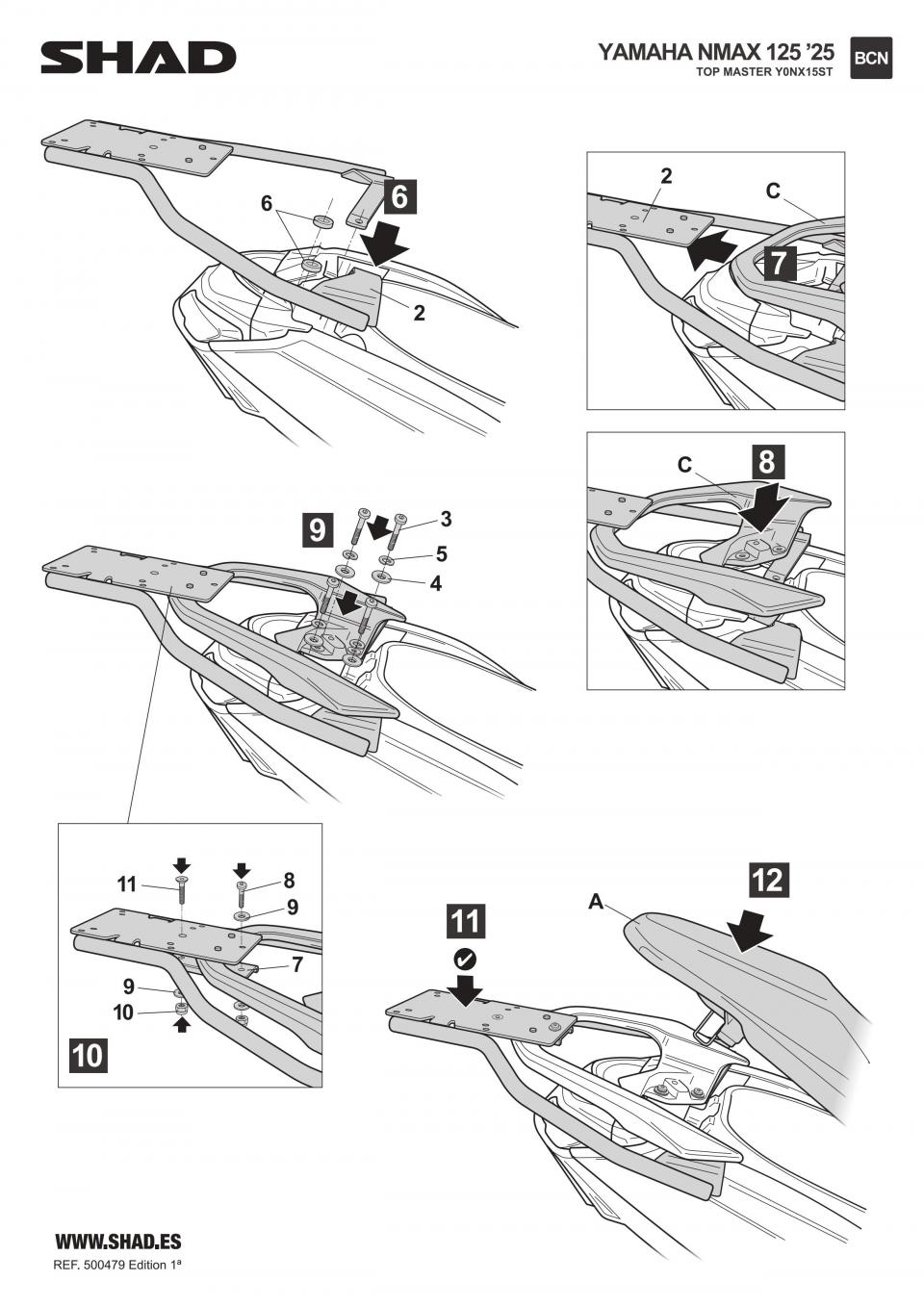 Support top case Shad pour scooter Yamaha 125 N-MAX 2021-25 Y0NX15ST TOP MASTER