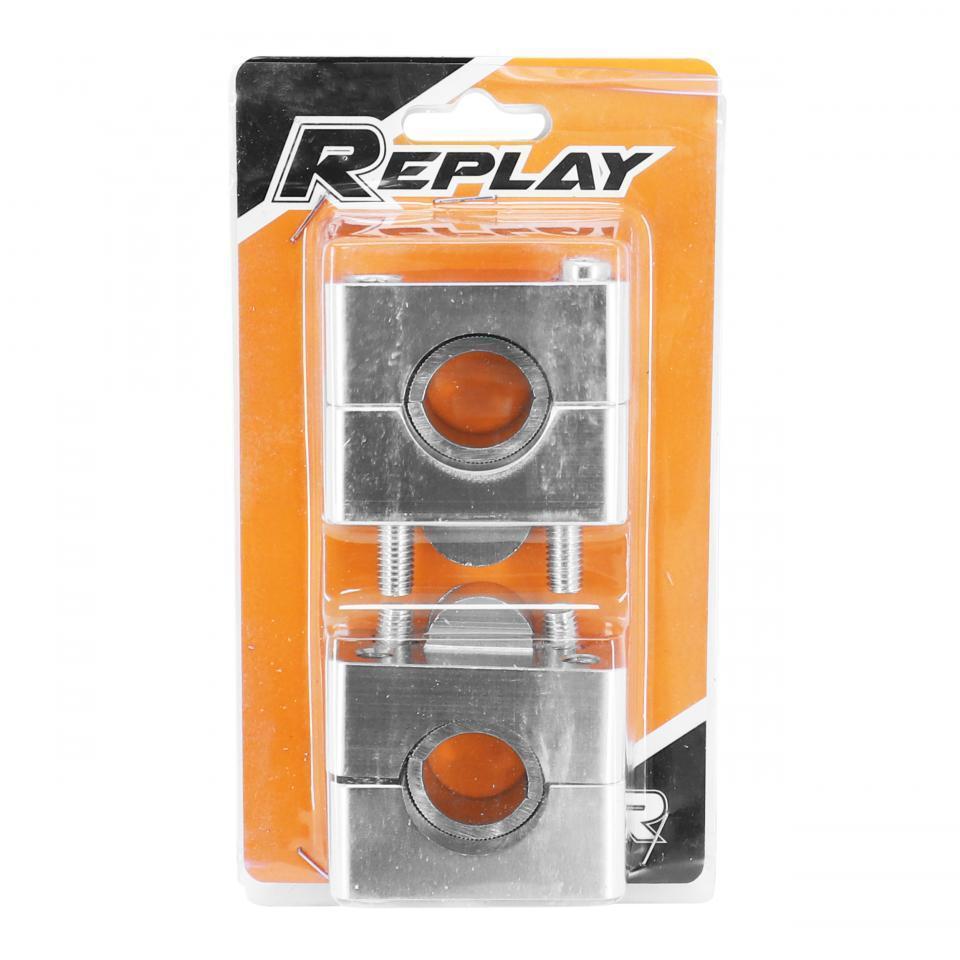 Pontet rehausse adaptateur de guidon Replay pour moto Ø22mm à 28mm H20mm argent Neuf