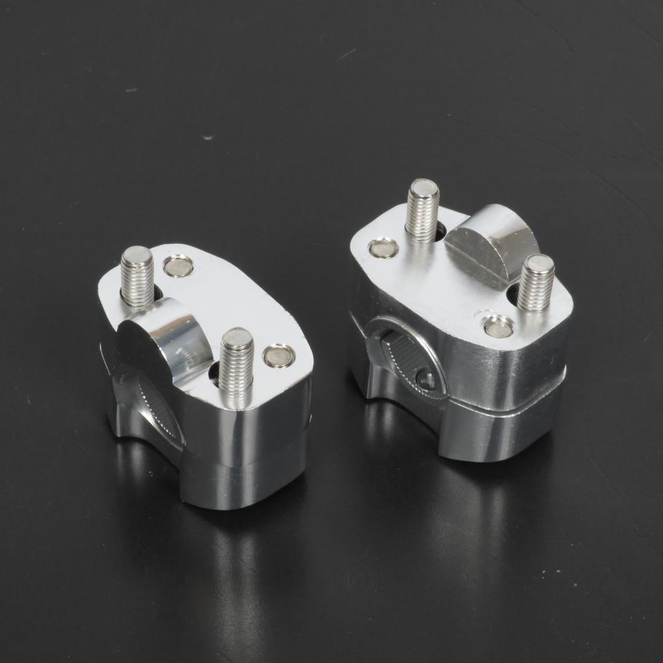 Pontet rehausse adaptateur de guidon Replay pour moto Ø22mm à 22/28mm H16/19mm argent